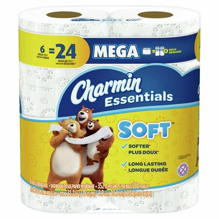 CHARMIN Essentials Toilet Paper, White - 6 Rolls - 352 Sheet - 3PK 6034658